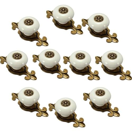 Set of 10 Vintage Bronze Ceramic Knobs Handles Pulls for Cabinet Drawer Closet Dresser Cupboard Wardrobe Furniture Handle
