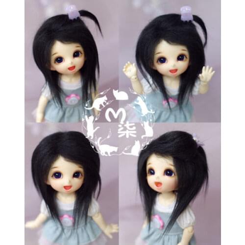 New 1/12 3-4 inch 9-10cm 1/8 4-5 inch 12cm 14cm BJD Black Plush fabric Wig for AE PukiFee lati Doll Antiskid BJD Doll Wig