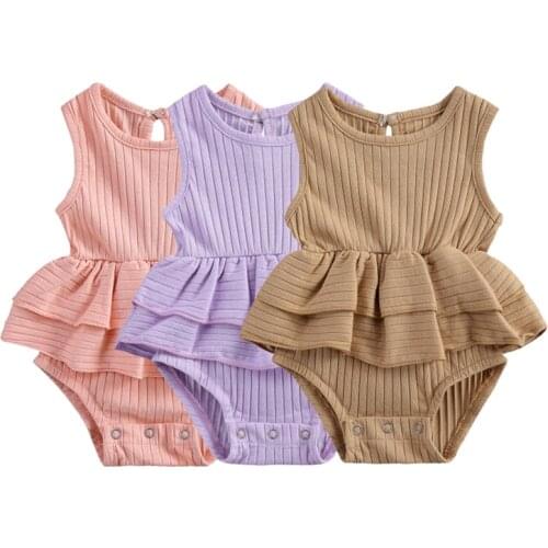 Baby Girls Clothes Summer Sunsuit Solid Color Princess Rompers Sleeveless Set Infant Outfit Jumpsuit Clothes
