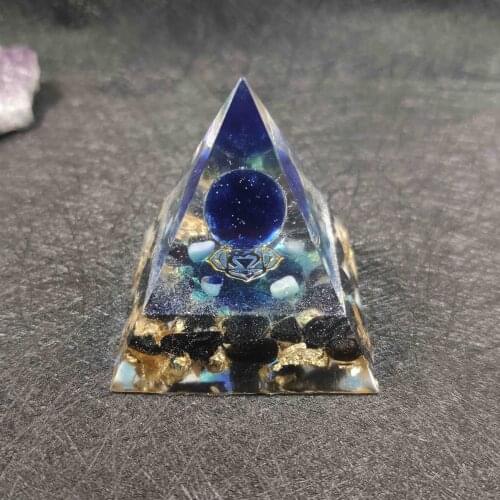 Orgonite Pyramid 50mm Crystal Sphere With Obsidian Natural Cristal Stone Orgone Energy Healing Reiki Chakra Multiplier