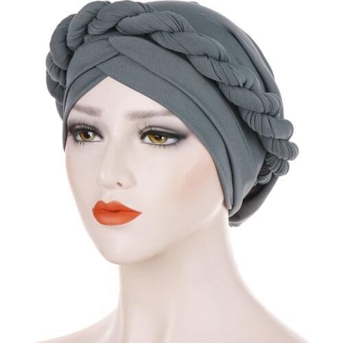 Lady Women Cancer Hat Chemo Cap Muslim Braid Head Scarf Turban Head Wrap Cover Ramadan Hair Loss Islamic Headwear Arab Fashion