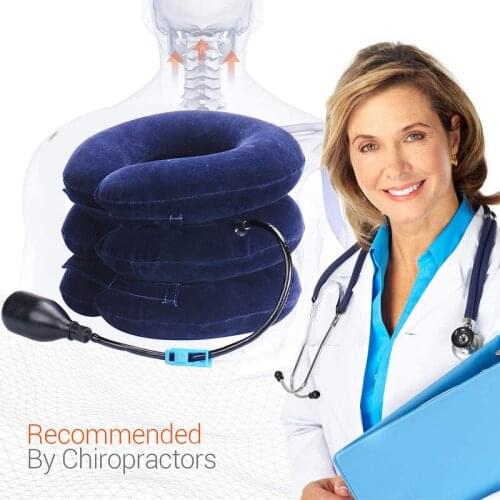 Cervical Neck Traction Device Collar Pillow Adustable Inflatable and Soft Neck Brace and Strether for Neck Pain Relief