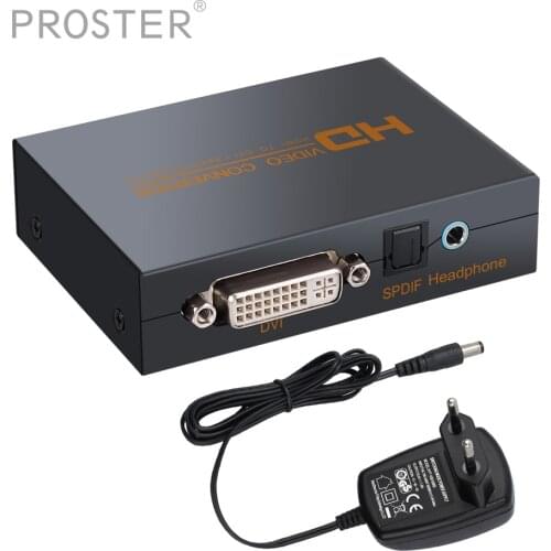 Proster HDMI to DVI Converter HDMI to DVI Optical TOSLINK SPDIF+3.5mm Jack Digital to Analog Audio Video Converter Box Adapter