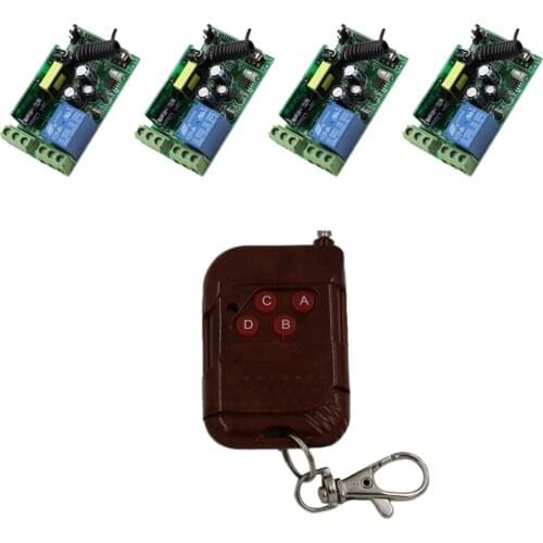 1CH 10A Receiver Remote Control Garage Door RF Wireless Remote Control Switch 1XPeach Transmitter+4X Receivers for Lamp/ Window