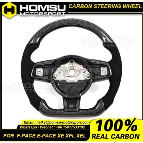 Custom alcantar carbon fiber steering wheel For jaguar 2015-2019F-PACE E-PACE XE XFL XEL racing wheel convertible