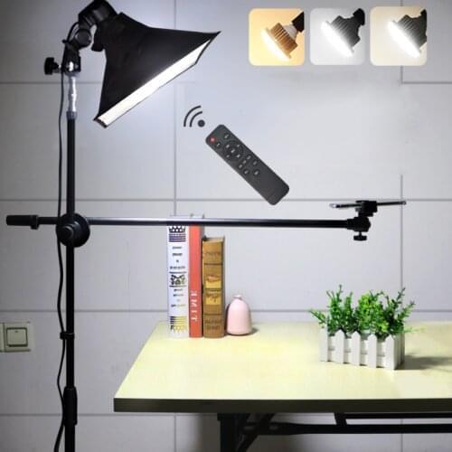Phone Photography Shooting LED Lamp Fill Light+Bracket Stand+Boom Arm+Reflector Softbox Continuous Lighting Kits For Photo Video