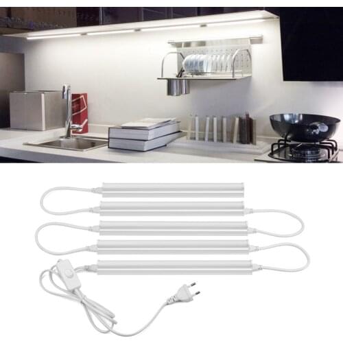 T5 Lamp Under Cabinet Light 220V LED Light with EU Plug Switch for Kitchen 6W 10W Wall Lamp Home Lights Fluorescent Light Tube