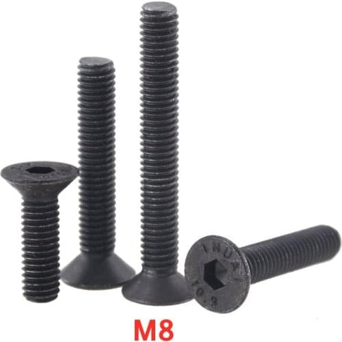 3PCS M8x12-100mm 16 20 25 40 Hexagon Socket Flat Countersunk Head Screw Carbon Steel Hex Socket Bolts Machine Screw DIN7991