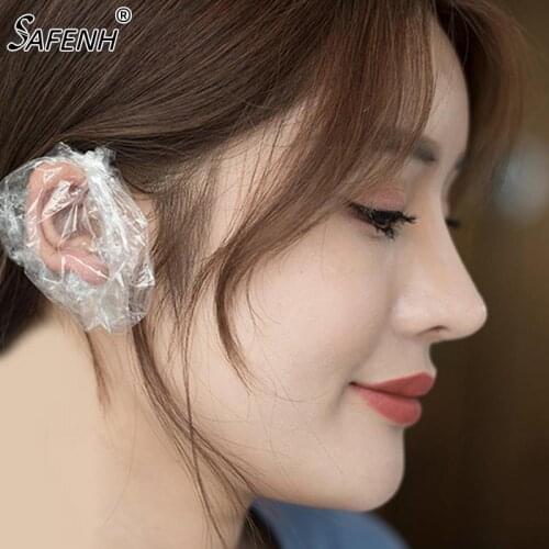 50/100PCS Waterproof Disposable Ear Cover Bath Shower Salon Transparent Ear Protector Cover Caps Dyeing Hair One-off Earmuffs