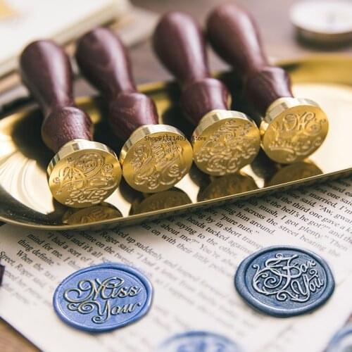 1 Set English Blessing Wax Seal Stamps Retro Antique Wooden Sealing Scrapbooking Stamps DIY Wedding Decor Invitation Gifts Sello