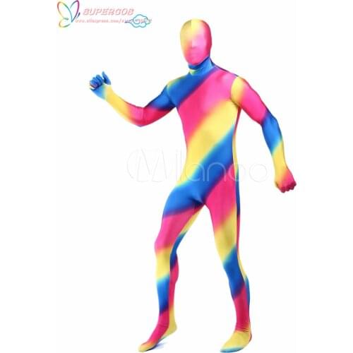 High Quality Halloween Carnival Party Unisex Stripe Multicolor Zentai Suits