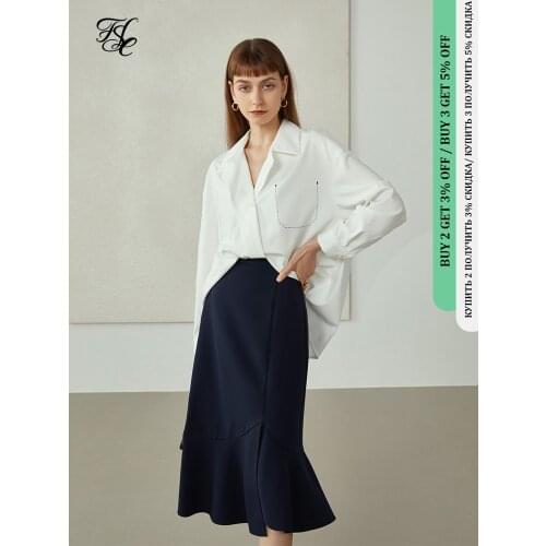 FANSILANEN 2021 Irregular A-line Skirt Womens Autumn Mid-length Dress High-waist Split Fishtail Skirt Long Skirts Women