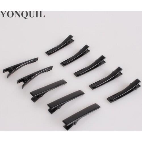 45mm BLACK tone hair clips Single Prong alligator clip teeth clips handwork fascinators DIY craft hair accessory long 100pcs/lot