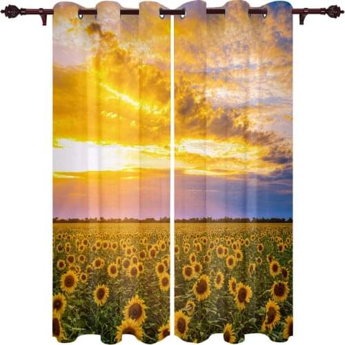 Living Room Curtains Sunrise Sunflower Flower Field Modern Home Decor Bathroom Kitchen Bedroom Balcony Floor Valance Curtains
