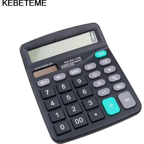 1pc Solar Calculator Office Battery or Solar 2 in 1 Powered Electronic Calculator 12 Digits Office Calculator Commercial Tool