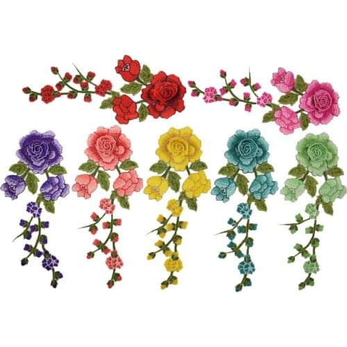 1PCs Embroidery Rose Flower Sew On Patch Dress Hat Bag Jeans Applique Crafts Clothing Accessories patches Scrapbooking NL143