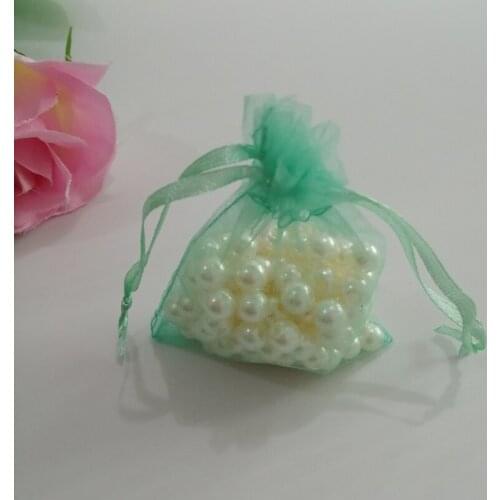 1000pcs Light Green Fashion Jewelry Bag Organza Gift Bag Small Drawstring Bag Fabric Bag Women for Jewelry Packaging Display Diy