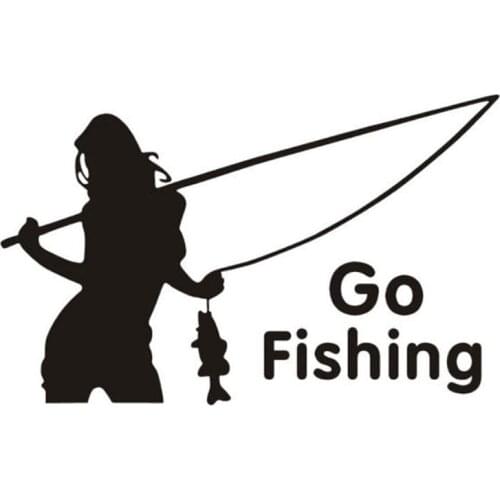 16.8cm*10.9cm Go Fishing Woman Fish Stickers Decals Vinyl S9-0002