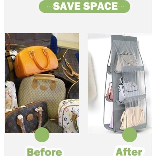 6 Pocket Folding Clear Hanging Bag 3 Layers Storage Holder Organizer Rack Hook Closet Hanger Bagaterial Suction Cup