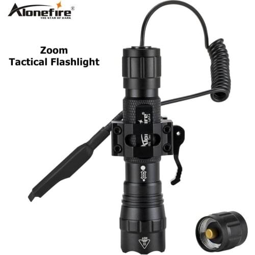 AloneFire tk503 Zoomable LED Hunting Light Night Vision Infrared Radiation flashlight+scope mount+Pressure Switc