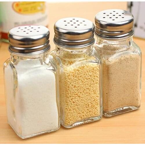 Storage tank, kitchen supplies with stickers creative glass seasoning bottle, pepper bottle, double-layer seasoning bottle