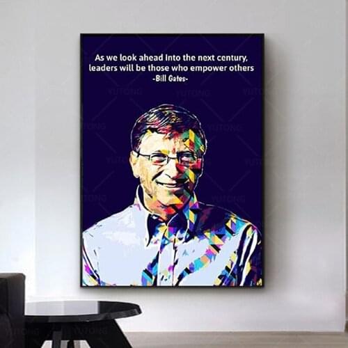 Bill Gates Famous Entrepreneur Poster Inspirational Quotes Wall Poster Canvas Poster Bedroom Decor Office Room Gift Frame