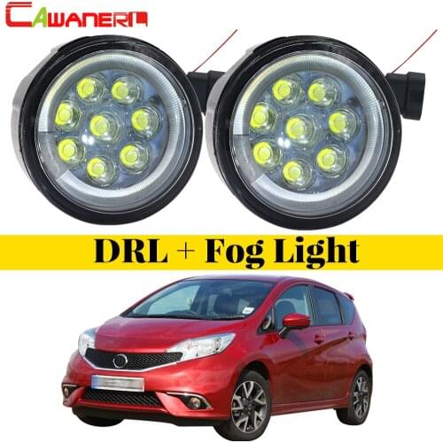 Cawanerl 2 X Car Styling LED Fog Light Angel Eye Daytime Running Light DRL Accessories For Nissan Note E11 MPV 2006-2015