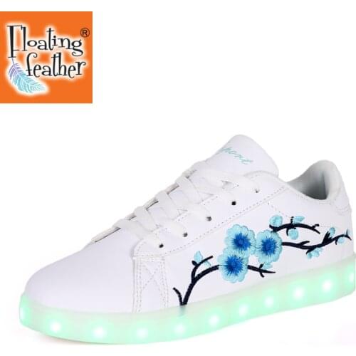 Children Shoes With Light Boys&Girls Casual LED Shoes For Kids USB Charging LED Light Up Kids Shoes With flowers