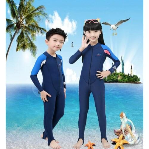 Boys Girls Long Sleeve Swimwear Diving Suit Wet Suit Rash Guard Kids Snorkeling Clothing Full Body Swimsuit Sun Protection Wear