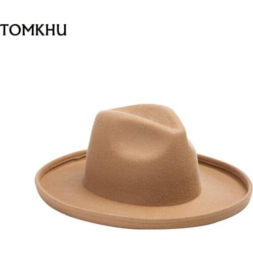 2021 Fall Winter New 100% Wool Jazz Retro Fashion Casual Felt Hat For Women Wide Brim Casual Pork Pie Fedora Hat Derbies Femme
