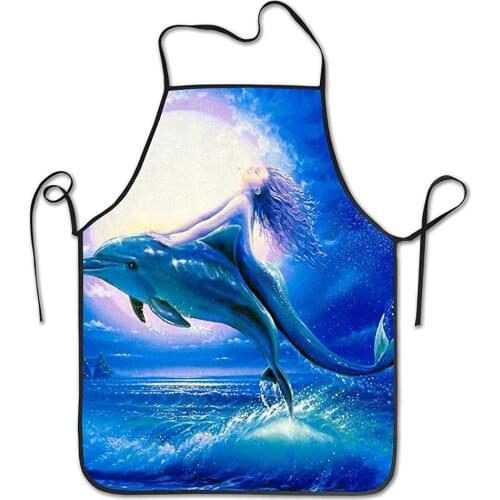 Kitchen Baking Personality Apron Restaurant Chef Garden Handmade Apron Mermaid Sea