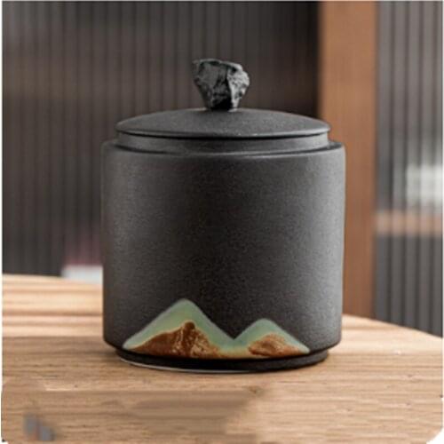 Chinese Ceramic Tea Pot Sealed Ceramic Storage Pot Household Black Tea Storage Tank Household Stoneware Tea Pot Decoration