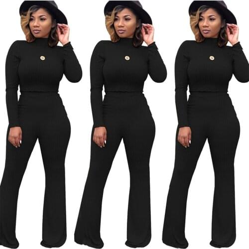 Womens turtleneck long sleeve crop top pullover pants 2 piece set for female women outfit tops pants two pieces sets womens