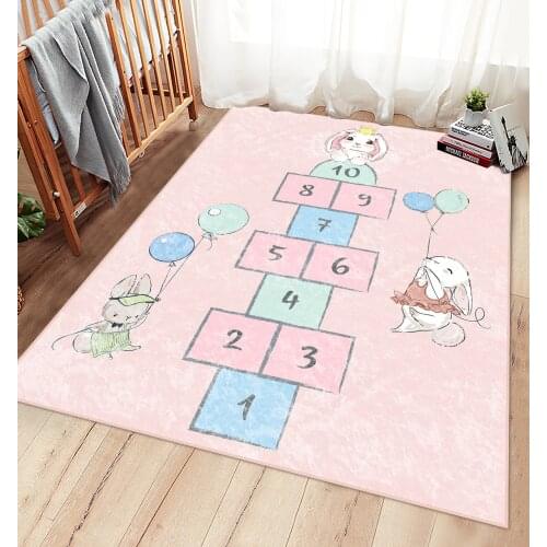 Hopscotch rabbit childrens room carpet play mat educational cloudy living room