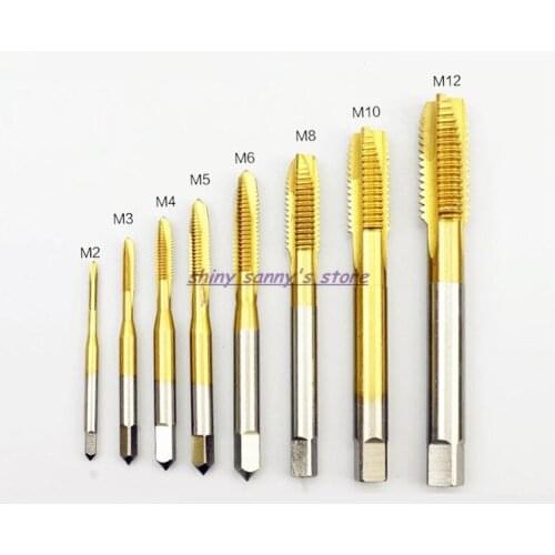M2/2.5/3/4/5/6/8/10/12/14/16mm Titanium Coated HSS Drill Bit Titanize Spiral Pointed Screw Tap For Wood Plastic Twist Drill Bit
