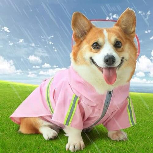 Fashion Pet Dog Durable Raincoat For Medium Large Dogs Waterproof Jacket Rain Coat Clothes Corgi Husky Alaska Labrador FBC01