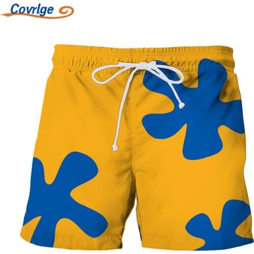 Covrlge Mens Shorts Tide Brand Casual Double-layer Summer Beach Digital Printing Couple Drawstring Gym Clothing MKD088