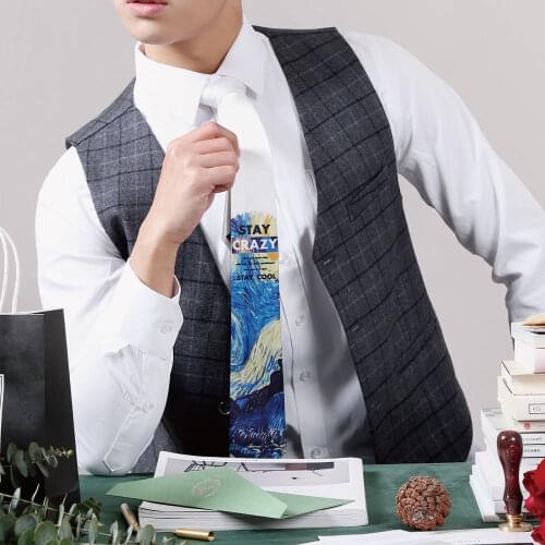 New Free Shipping fashion casual Mens male Original Print Tie 7cm Dark Blue Crazy English Wind Retro Party Birthday Youth Gift