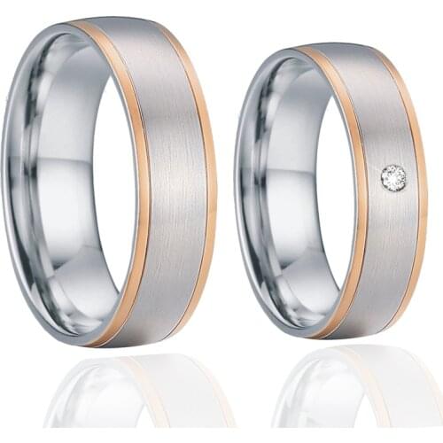 Alliance Marriage His and hers wedding ring set Rose gold color matte Couple Rings for men and women Comfort fit