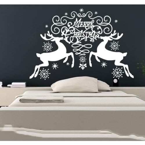 Wall Decals Merry Christmas Snowflakes Reindeer Christmas Decoration Decal Vinyl Sticker Bedroom Home Decor Art Murals SD-005