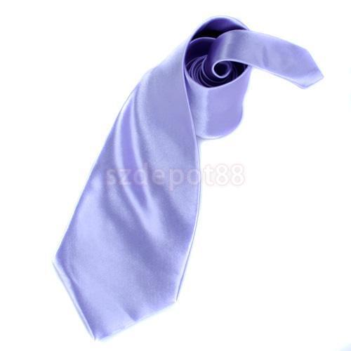 Solid Color Satin Neck Tie Necktie for Men - Light Purple