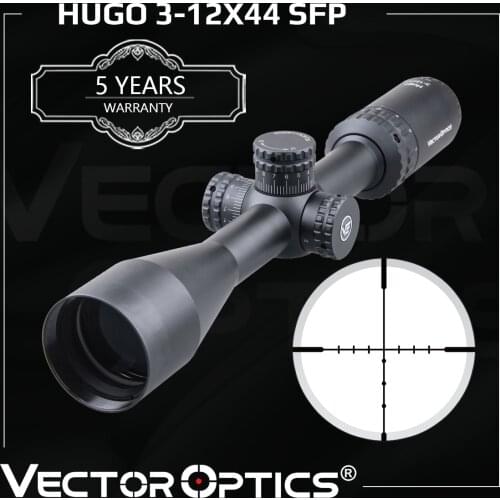 Vector Optics Hugo 3-12x44 Varmint Shooting 1 Inch Riflescope Min 10 Yds Wire BDC Ranging Reticle Turret Lock Side Focus