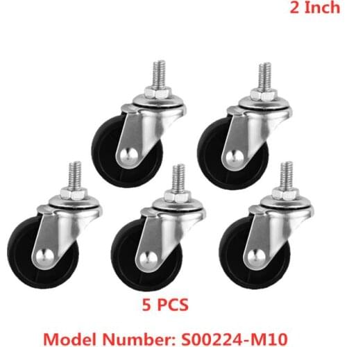 5 Pcs/Lot Casters 2 Inch Light Black Pp Movable Screw Caster M10 Electrical Furniture Universal Wheel