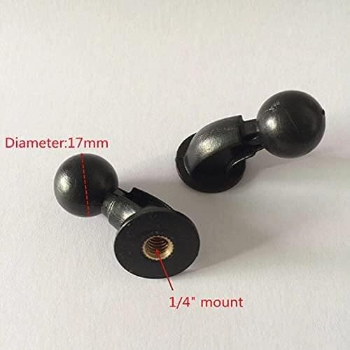 2 Pack 1/4 inch to 17mm Ball Mount Adapter Swivel Bolt for Tripod Selfie Grip Stand Head Phone Pad Tablet Clip Cradles Clamp