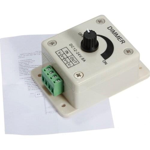 LED Dimmer Switch 12-24V 8A Adjustable Brightness Lamp Strip Driver Single Color Light Power Supply Controller