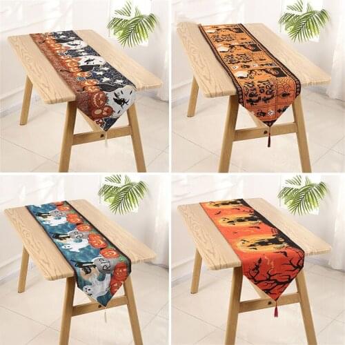 Halloween Decoration Scary Style Tablecloths Horr Witch Pumpkin Spider Web Fireplace Mantel Scarf Event Party Decor Supplies