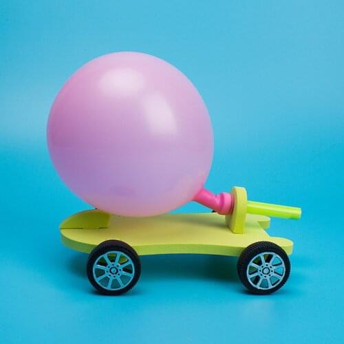 Random Color DIY Balloon Powered Car Recoil Force Science Technology Experiment Students Toys Recoil Movement Equipment
