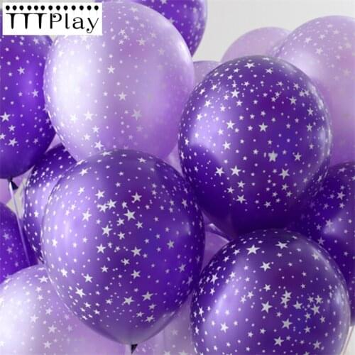 Top quality! 10pcs/lot 12inch Purple Stars Romantic Pearl Thick Latex Balloons Happy Birthday Wedding Party Decoration Balloons