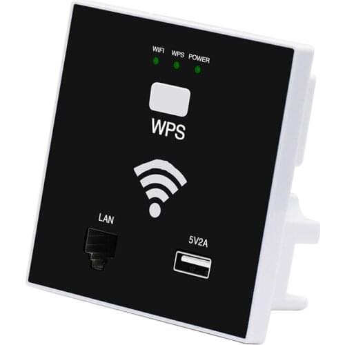 150Mbps in Wall WiFi Access Point Wireless Socket AP for Hotel Wi-Fi Project Support AC Management RJ45 USB WPS Encryption 86X86