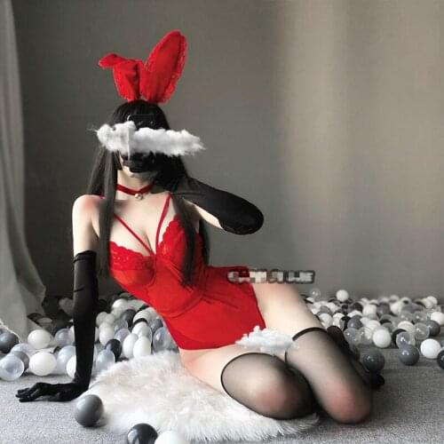 Japanese Bunny Girl Sexy Anime Cosplay Costume Rabbit Bodysuit Erotic Outfit for Woman Wrapped Chest Sweet Gift for Girlfriend